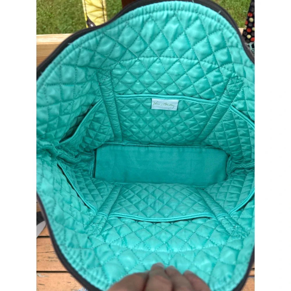 Vera Bradley Rhythm and Blues Quilted Floral Tote Bag Shoulder Purse Teal Lining